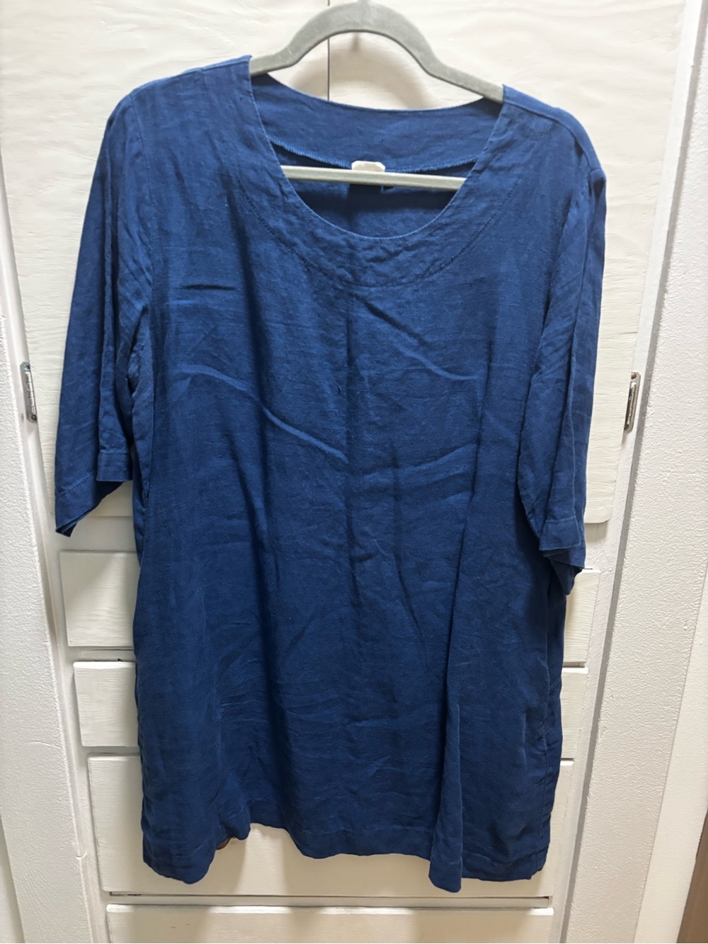 Relaxed Blue 100% Linen Mini Dress - Lightweight Casual Shift